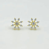 925 Sterling Silver Starburst Stud Earrings With Cubic Zirconia