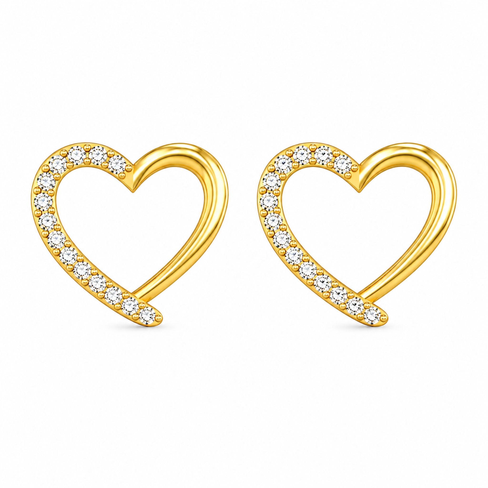 Stunning Heart Stud Earrings With Sparkling Lab Grown Diamonds