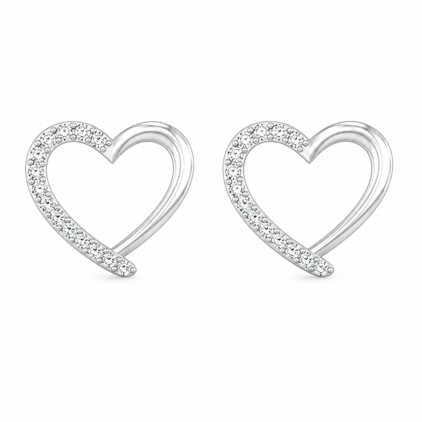 Stunning Heart Stud Earrings With Sparkling Lab Grown Diamonds