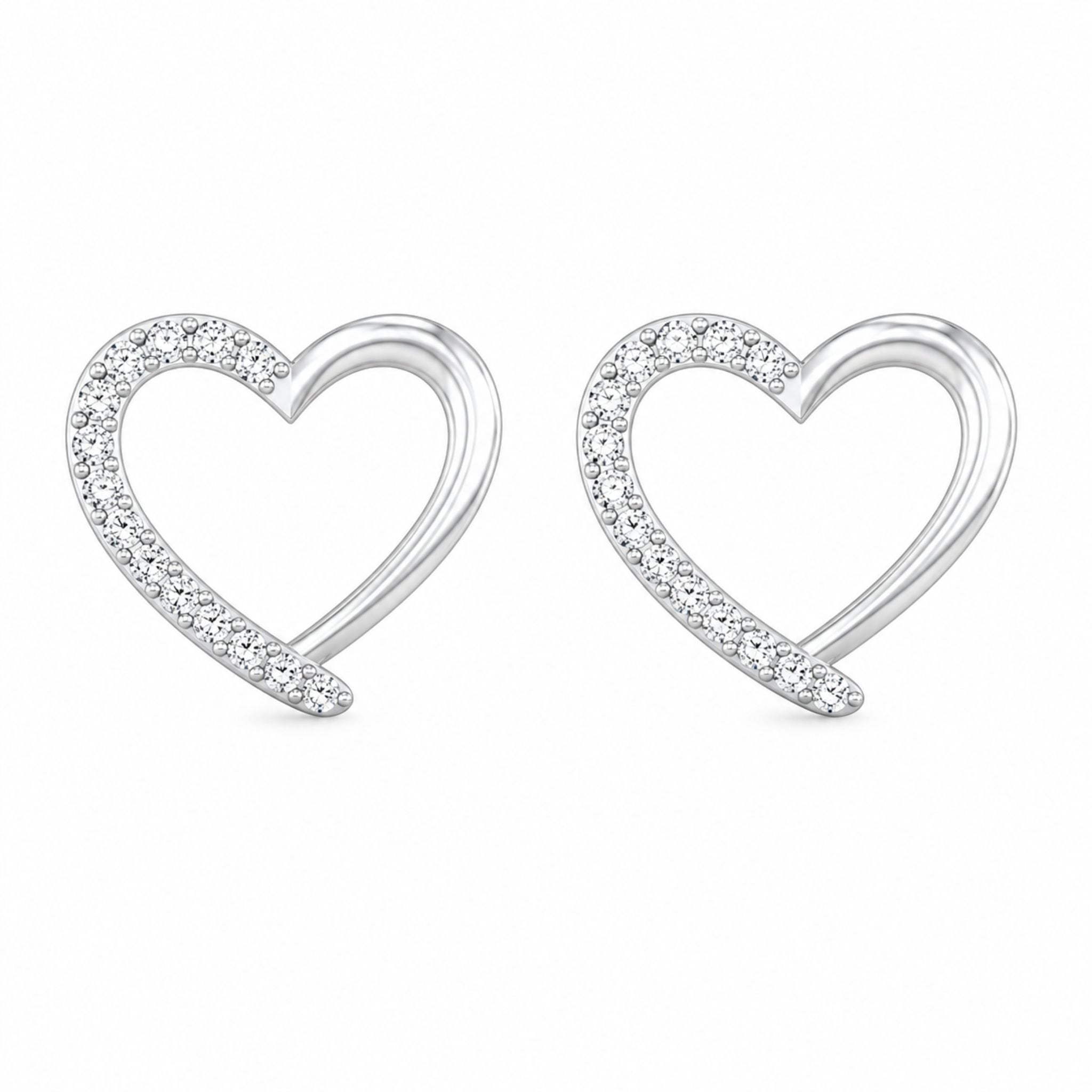 Stunning Heart Stud Earrings With Sparkling Lab Grown Diamonds