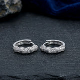 925 Sterling Silver Segmented Hoop Earrings With Cubic Zirconia