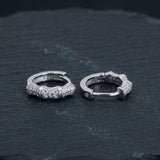 925 Sterling Silver Segmented Hoop Earrings With Cubic Zirconia