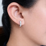 925 Sterling Silver Segmented Hoop Earrings With Cubic Zirconia