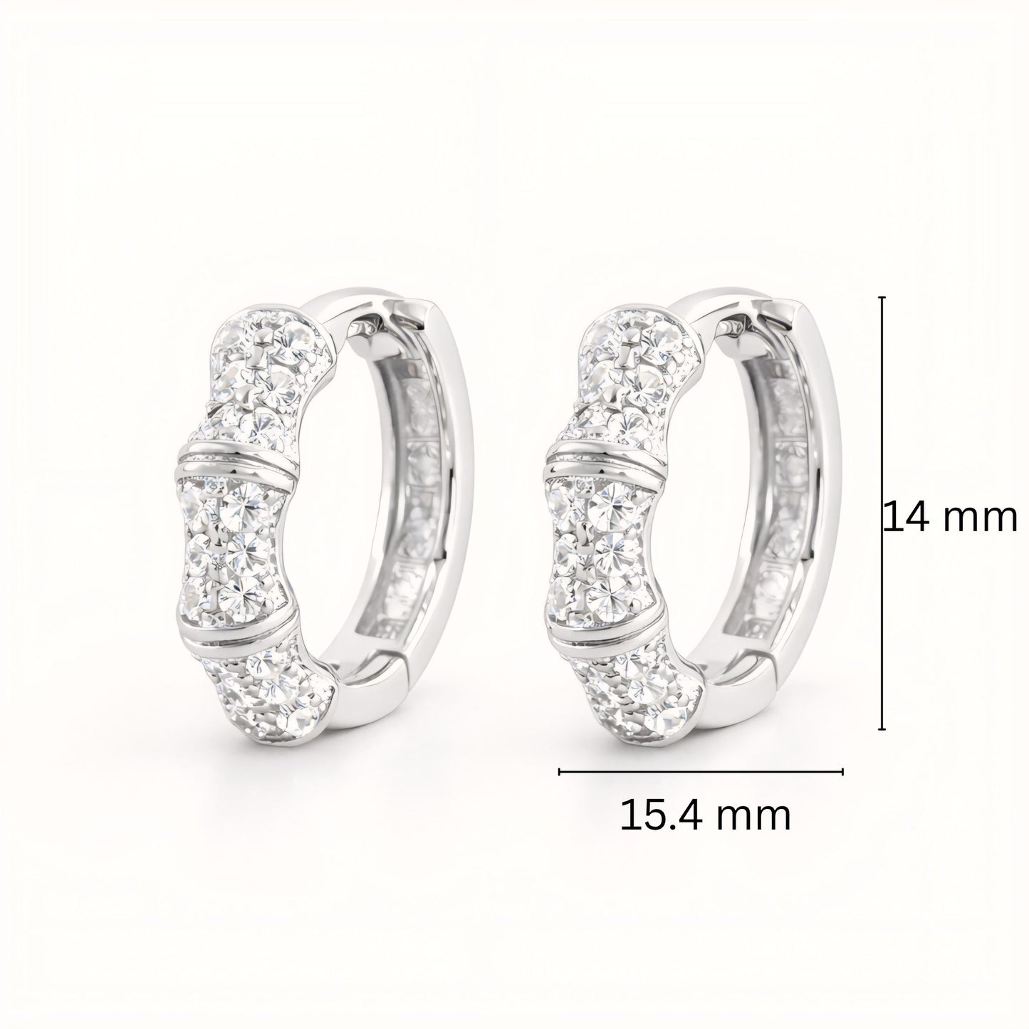 925 Sterling Silver Segmented Hoop Earrings With Cubic Zirconia
