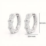 925 Sterling Silver Segmented Hoop Earrings With Cubic Zirconia