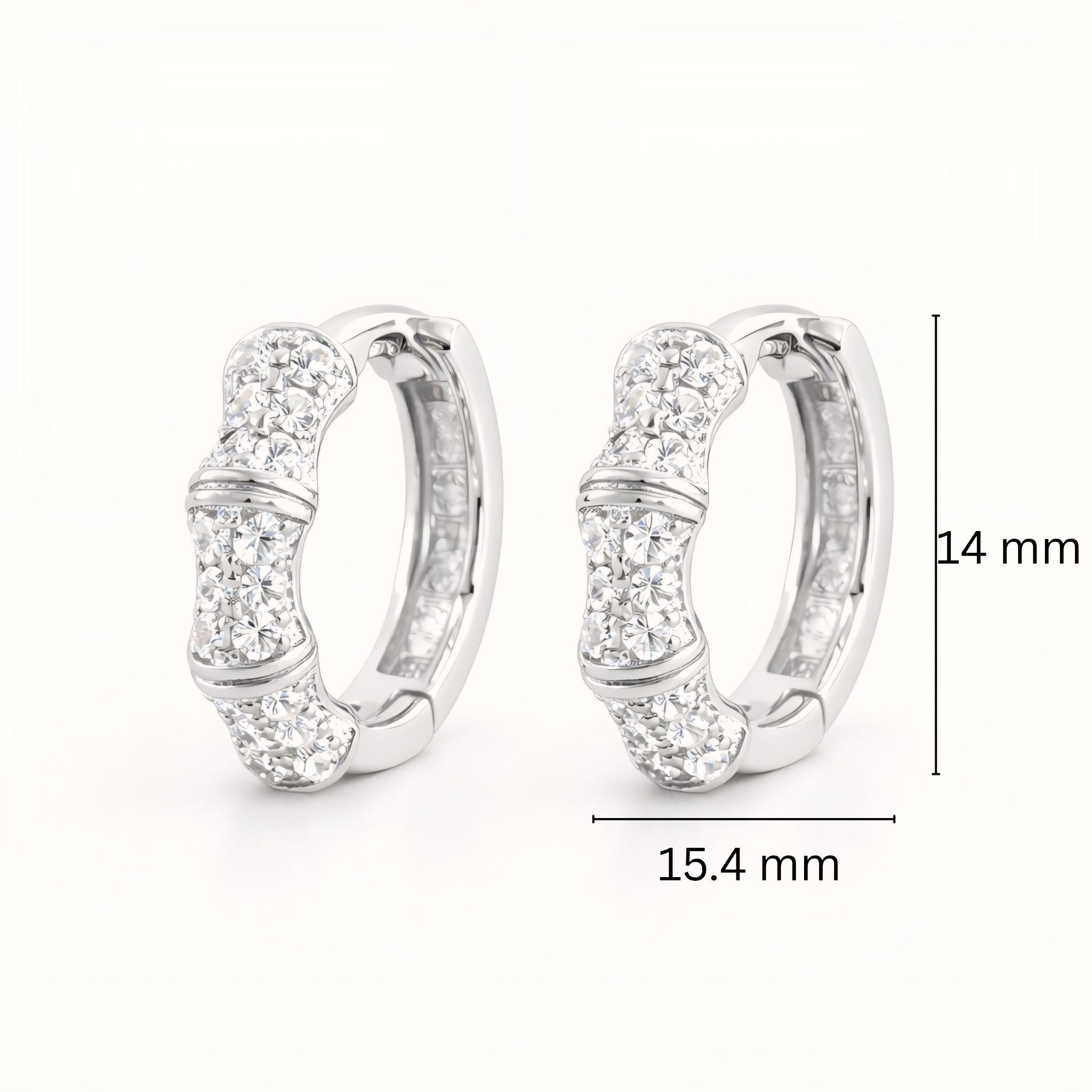925 Sterling Silver Segmented Hoop Earrings With Cubic Zirconia