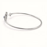 925 Sterling Silver Flexible Open Cuff Kada with Evil Eye and Cubic Zirconia