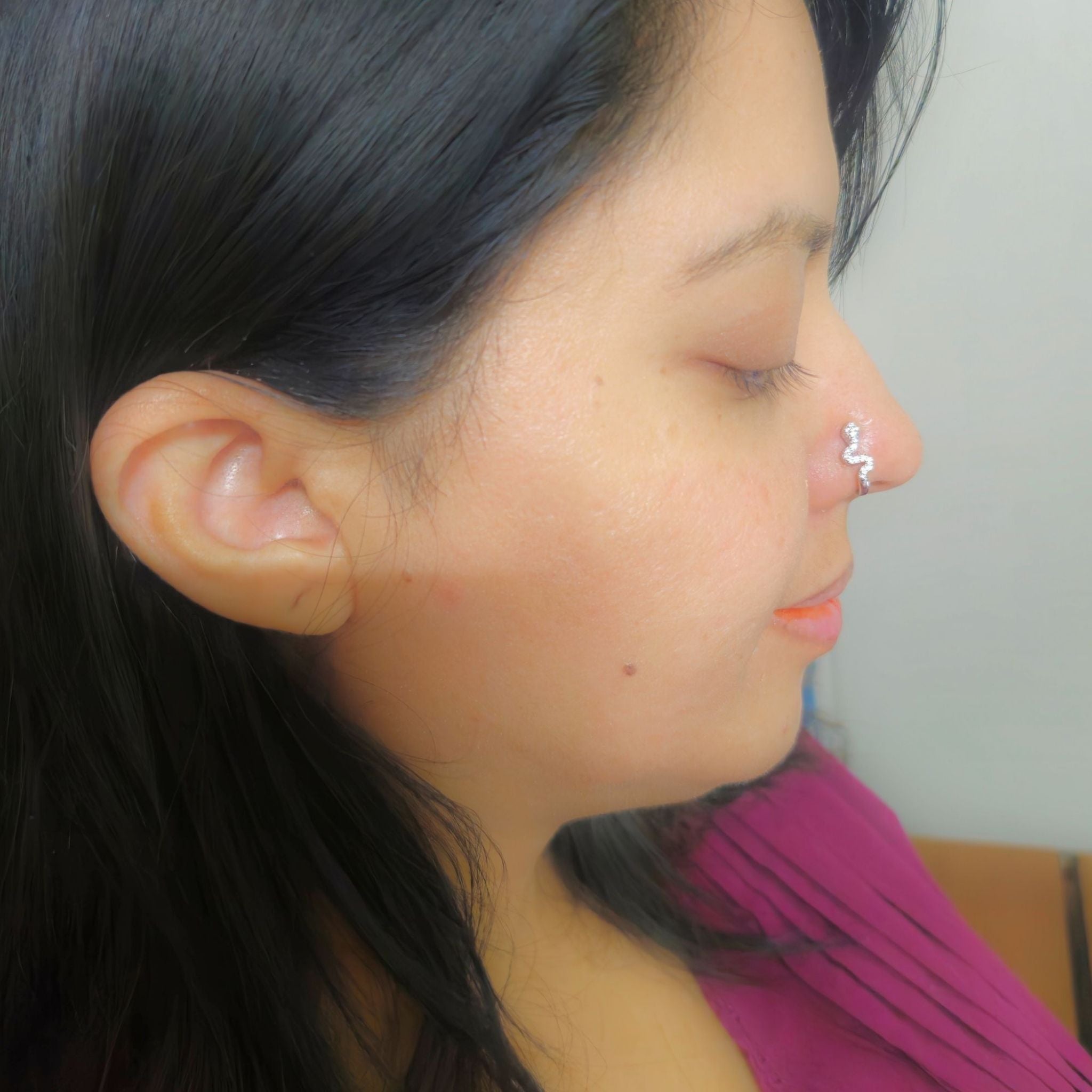 925 Sterling Silver Snake-Inspired Clip-On Nose Pin