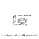 925 Sterling Silver Ribbed Toe Rings