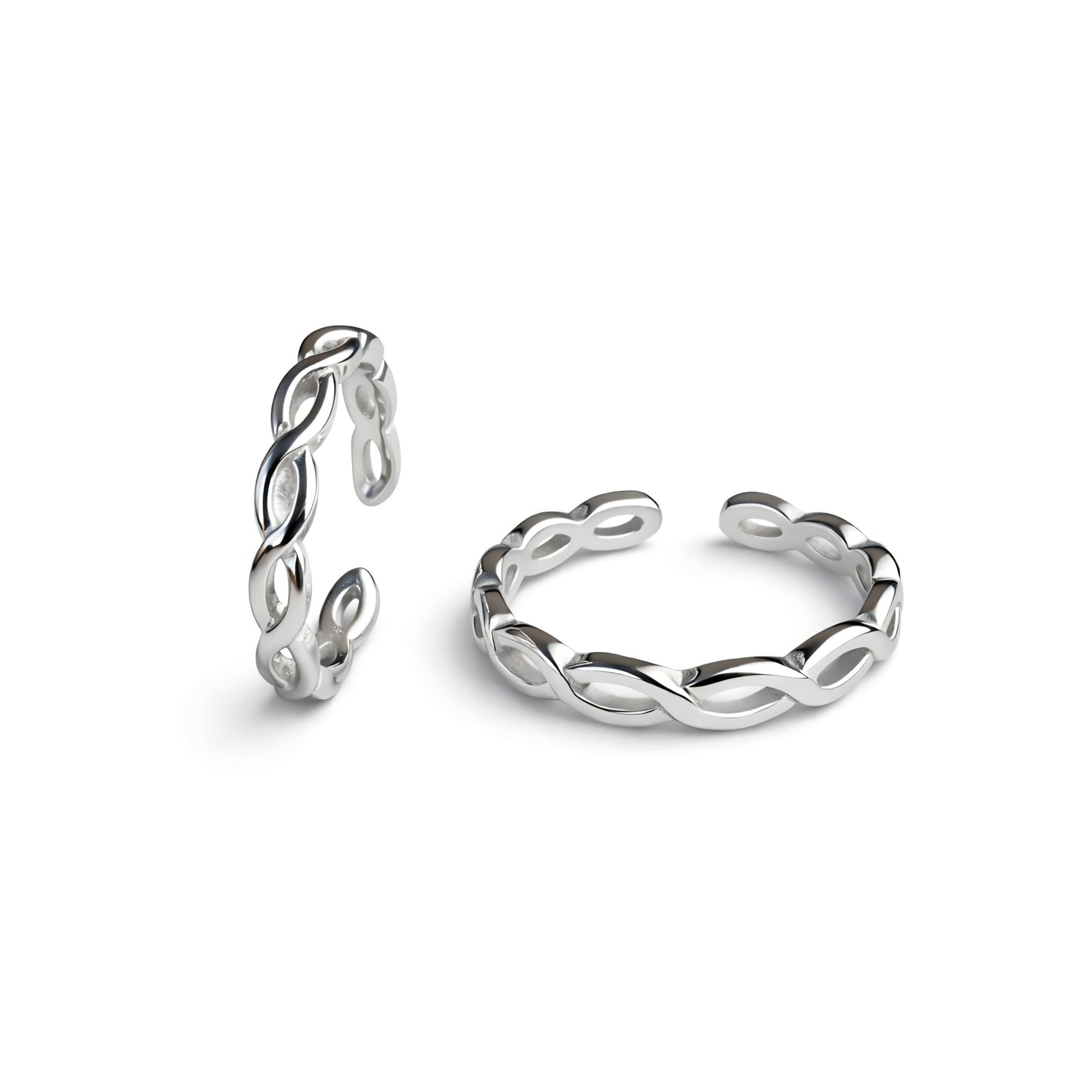 925 Sterling Silver Ribbed Toe Rings