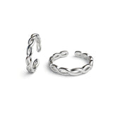 925 Sterling Silver Ribbed Toe Rings