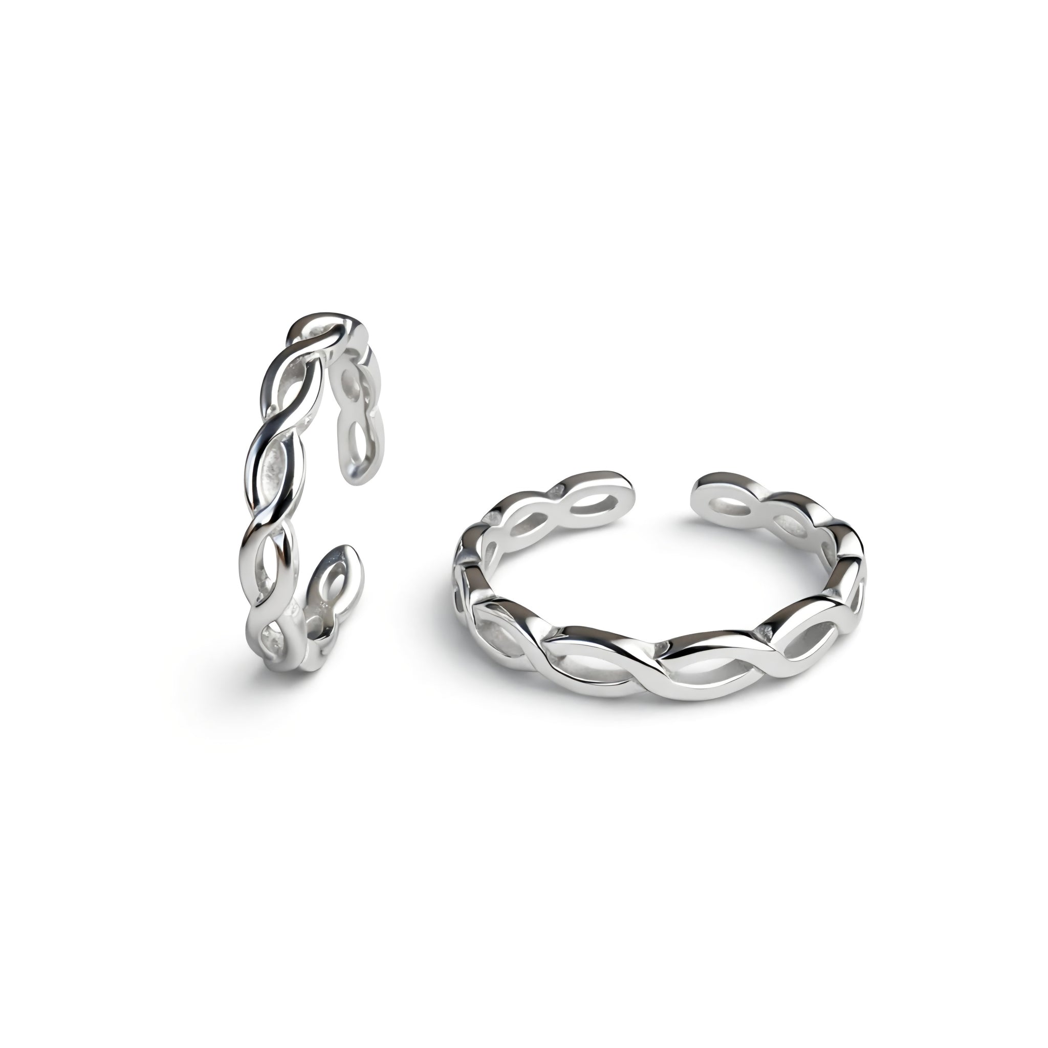 925 Sterling Silver Ribbed Toe Rings