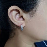 925 Sterling Silver Segmented Hoop Earrings With Cubic Zirconia