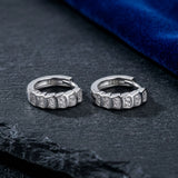 925 Sterling Silver Segmented Hoop Earrings With Cubic Zirconia