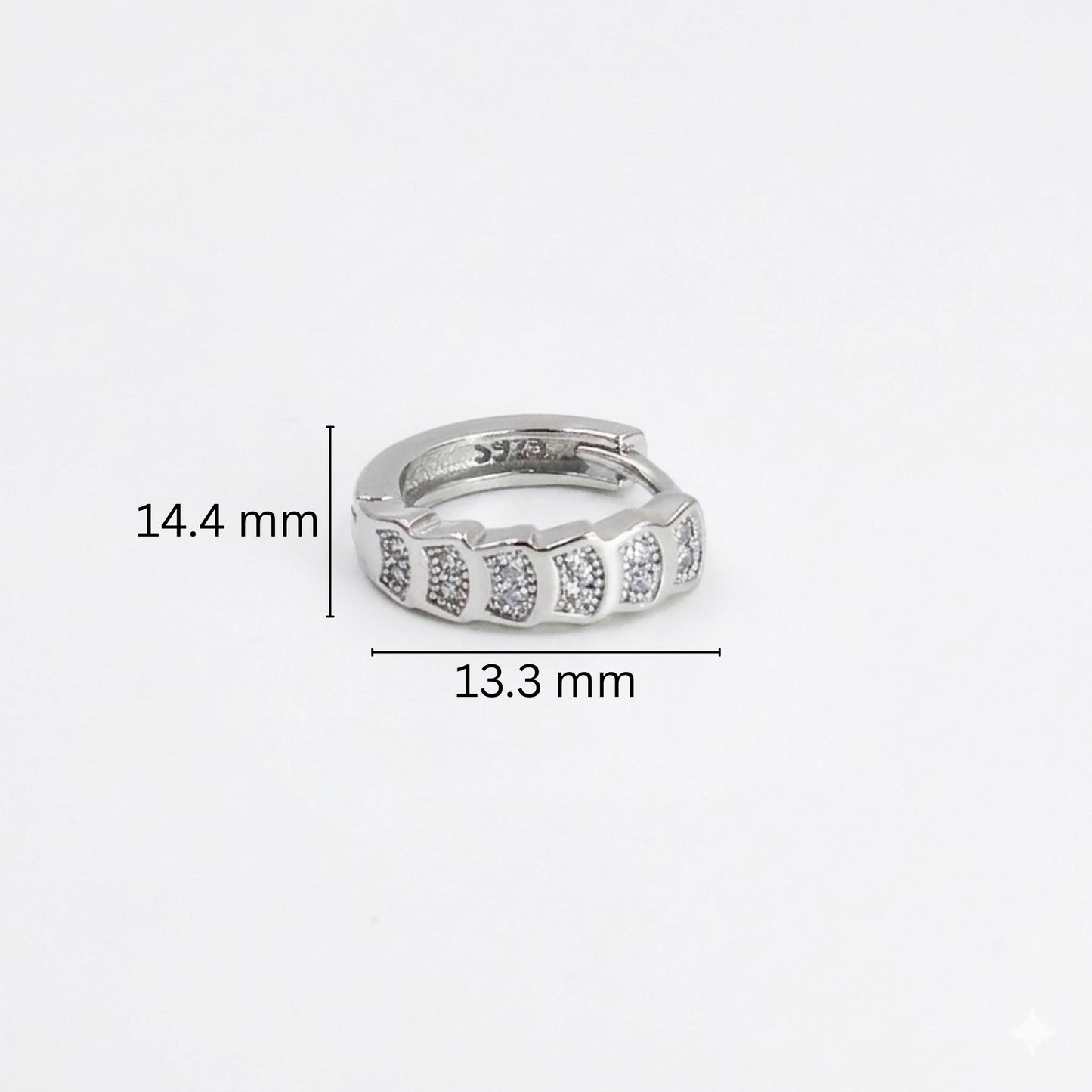 925 Sterling Silver Segmented Hoop Earrings With Cubic Zirconia