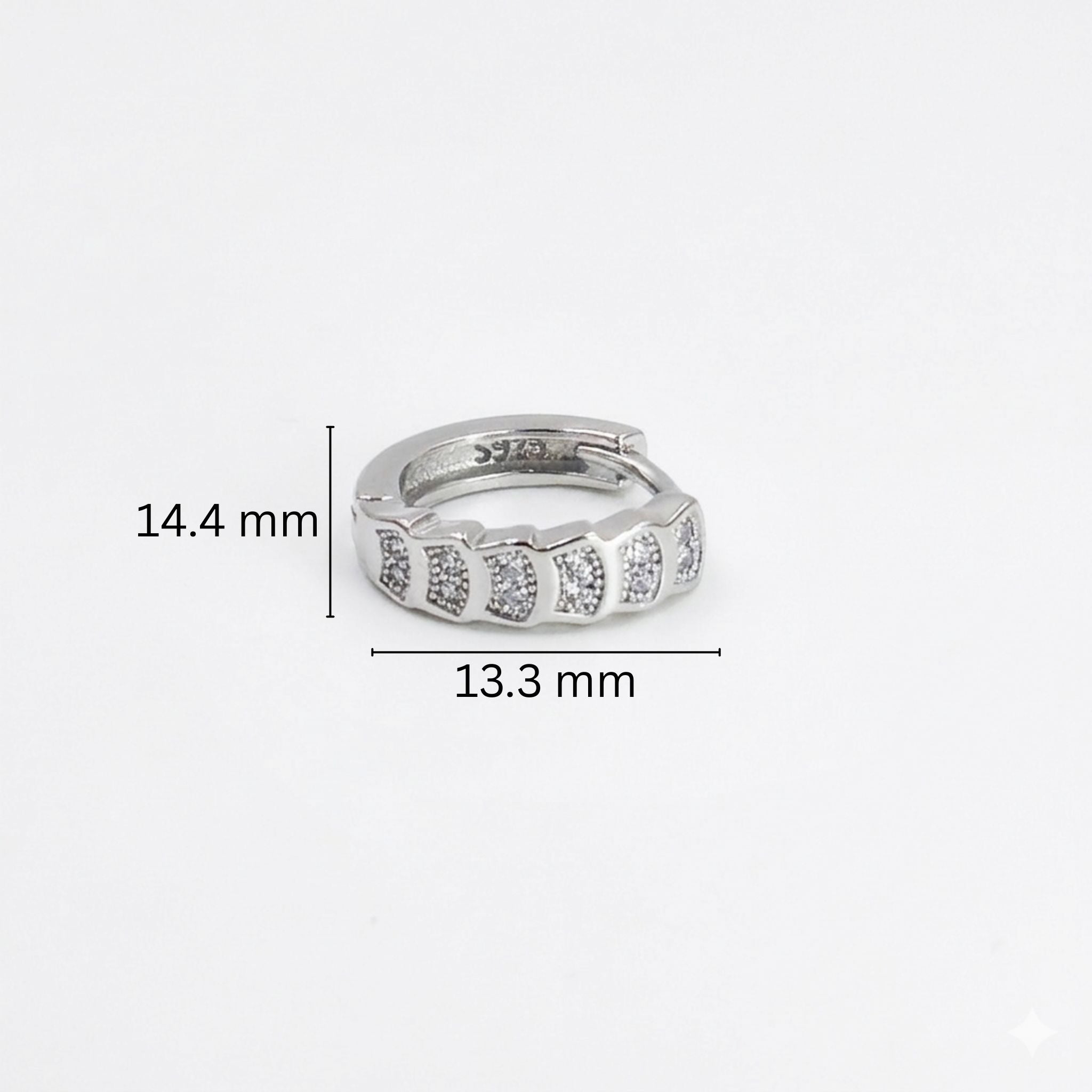925 Sterling Silver Segmented Hoop Earrings With Cubic Zirconia