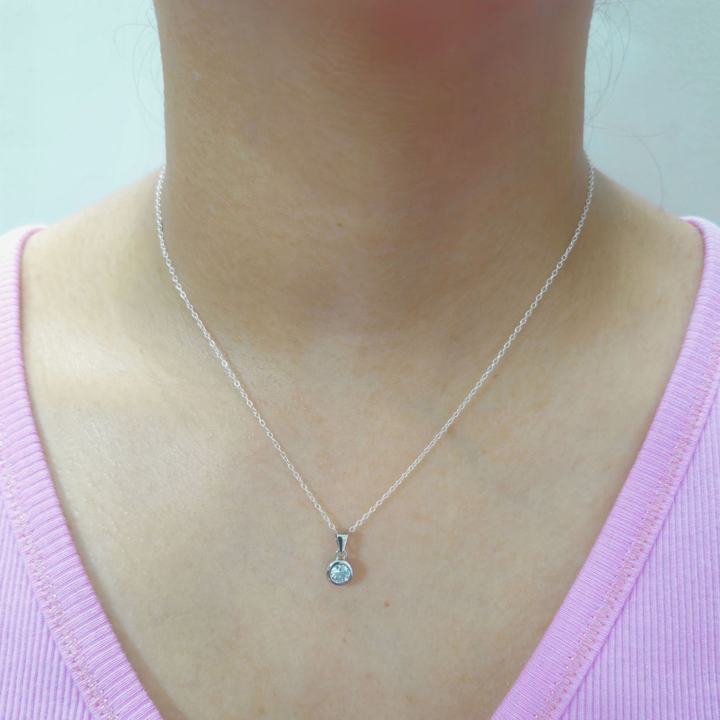 925 Sterling Silver Bezel-Set Cubic Zirconia Pendant and Earrings Jewelry Set