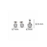 925 Sterling Silver Bezel-Set Cubic Zirconia Pendant and Earrings Jewelry Set