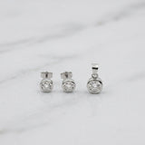 925 Sterling Silver Bezel-Set Cubic Zirconia Pendant and Earrings Jewelry Set