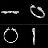 Twin Diamond Open-End Lab-Grown Diamond Ring in 925 Sterling Silver