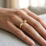 Twin Diamond Open-End Lab-Grown Diamond Ring in 925 Sterling Silver