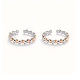 Elegant 925 Silver Rose Gold & Silver Beaded Toe Rings
