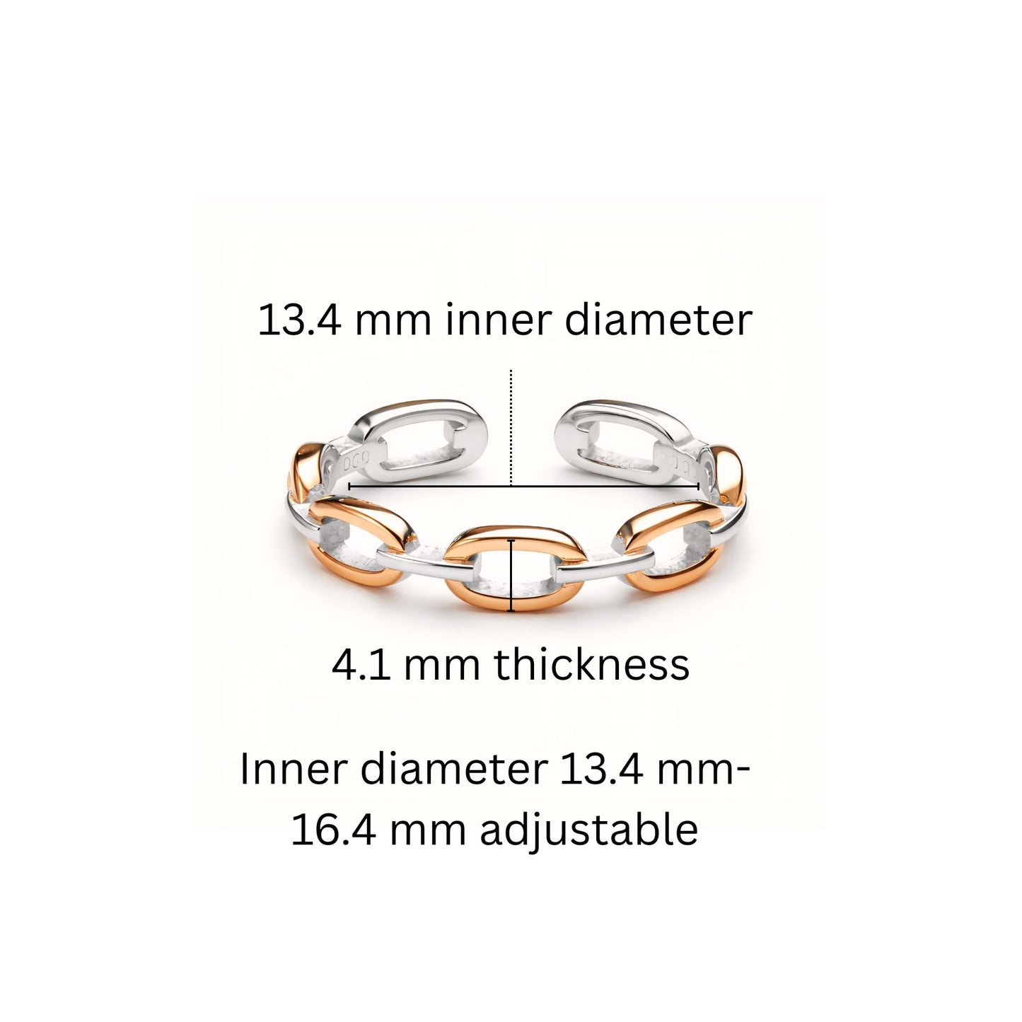 925 Sterling Silver Dual Tone Oval Cable Link Toe Rings