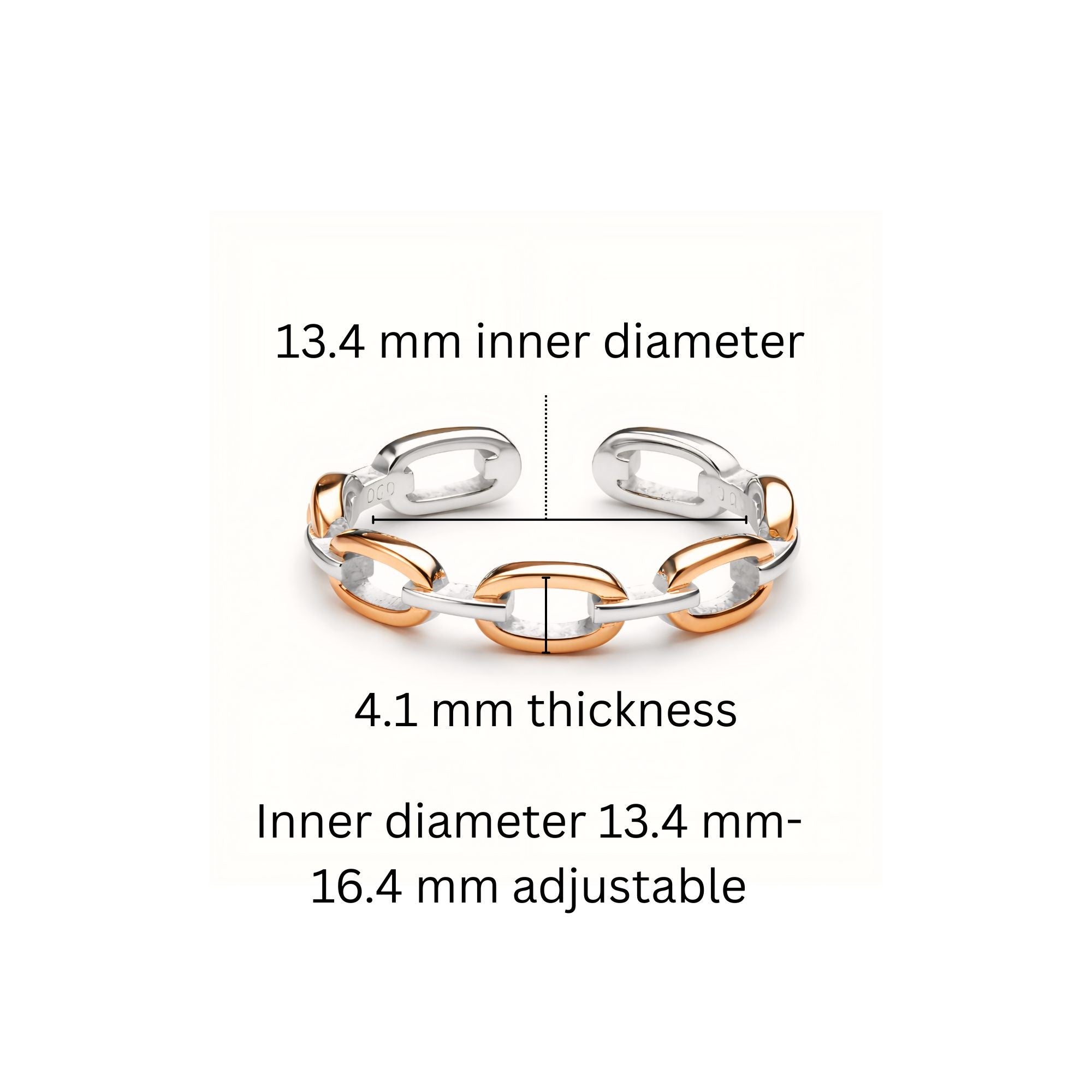 925 Sterling Silver Dual Tone Oval Cable Link Toe Rings