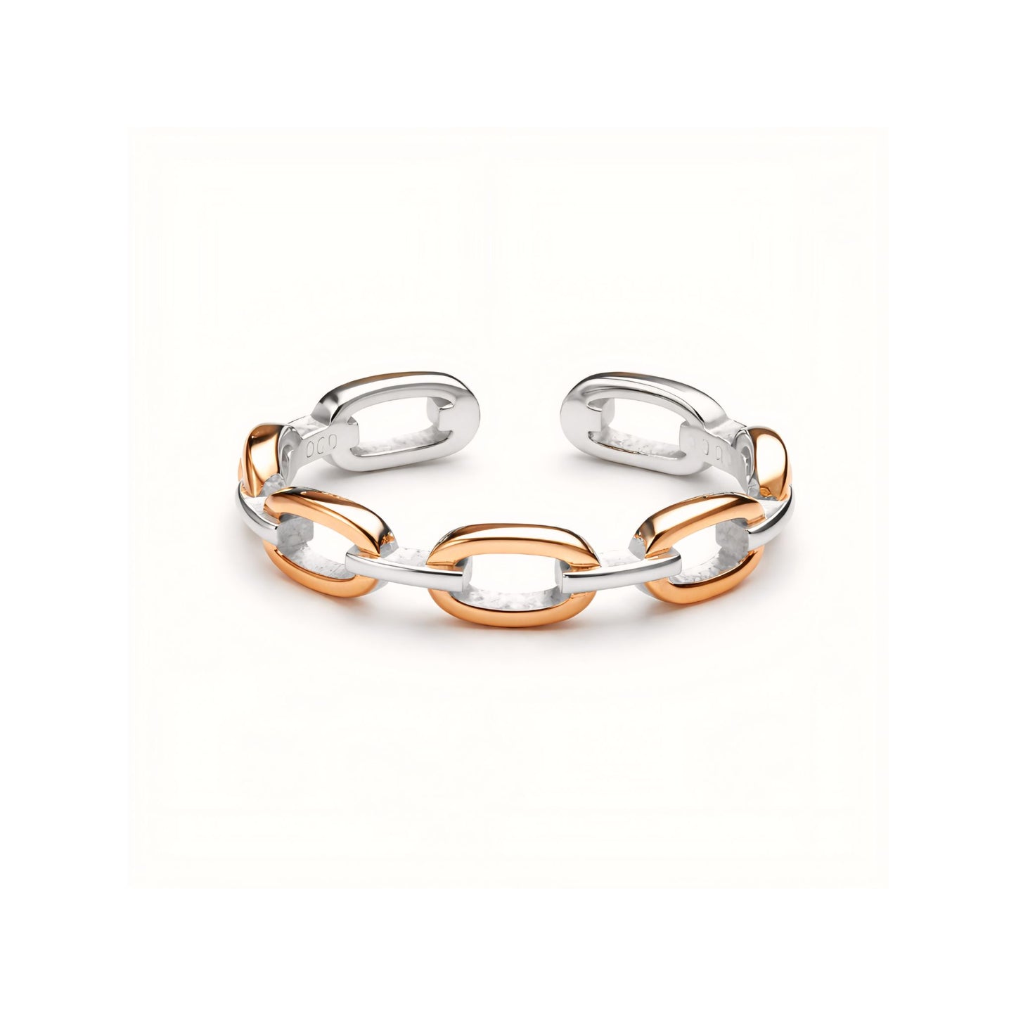 925 Sterling Silver Dual Tone Oval Cable Link Toe Rings