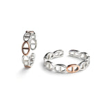 925 Sterling Silver Anchor Chain Dual Tone Toe Rings