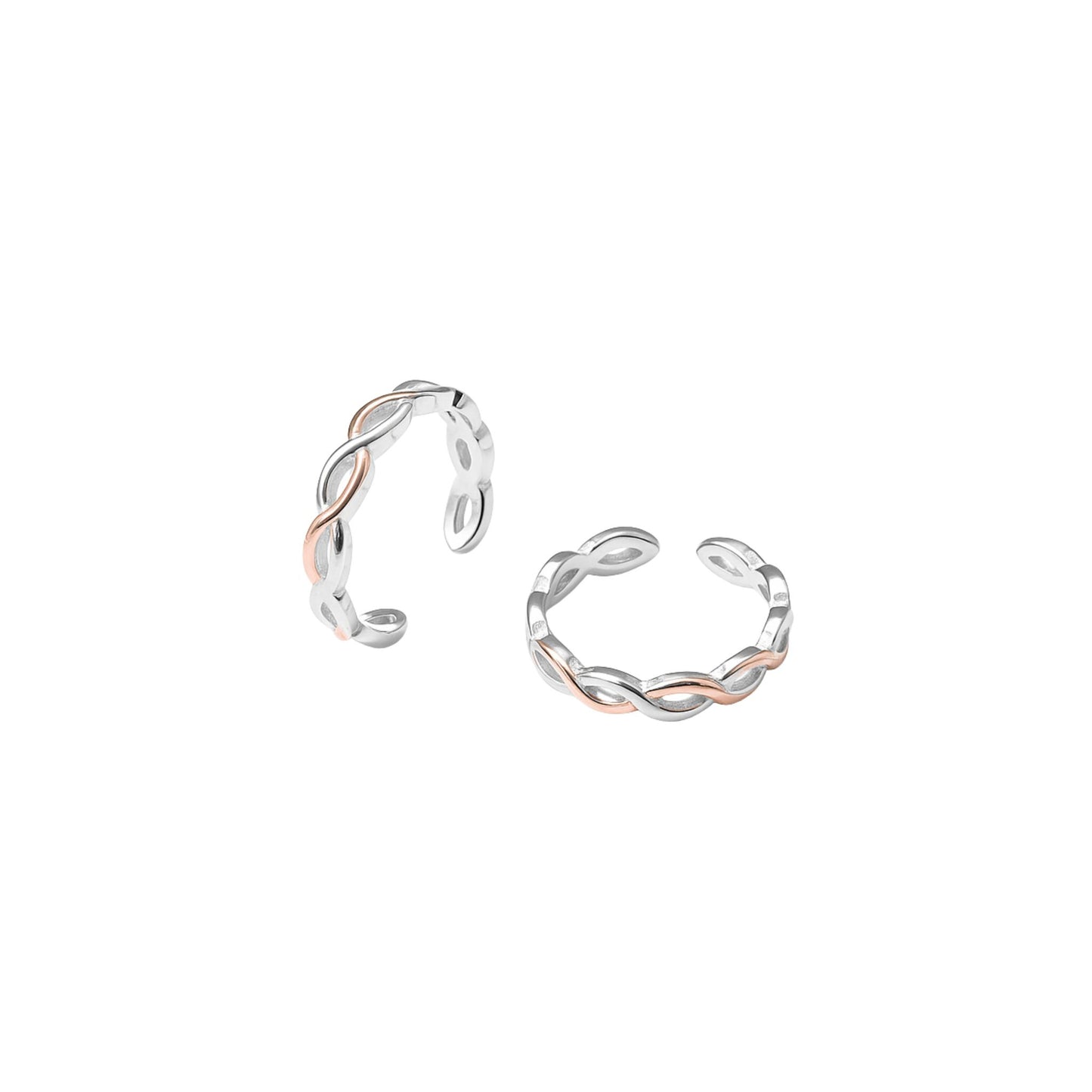 925 Sterling Silver Infinity Dual Tone Toe Rings