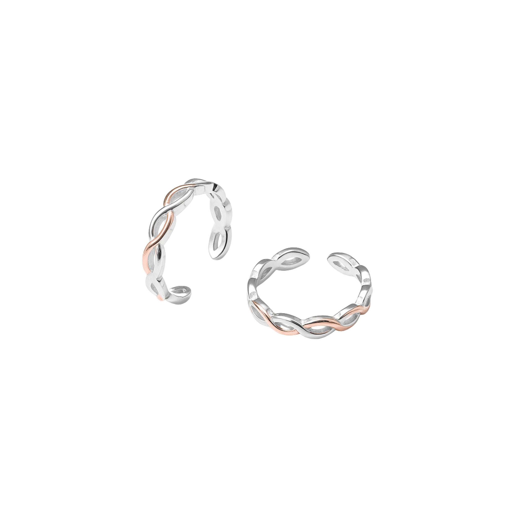 925 Sterling Silver Infinity Dual Tone Toe Rings