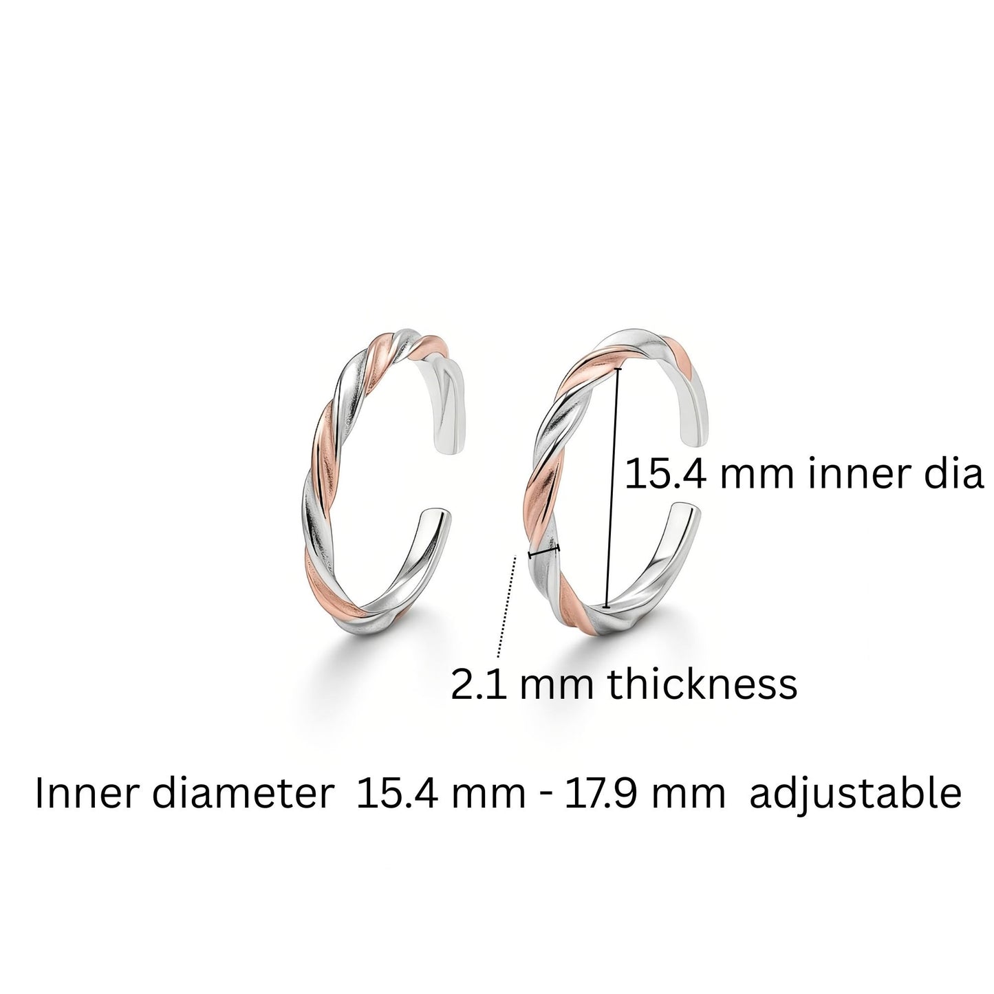925 Sterling Silver Braided Toe Rings