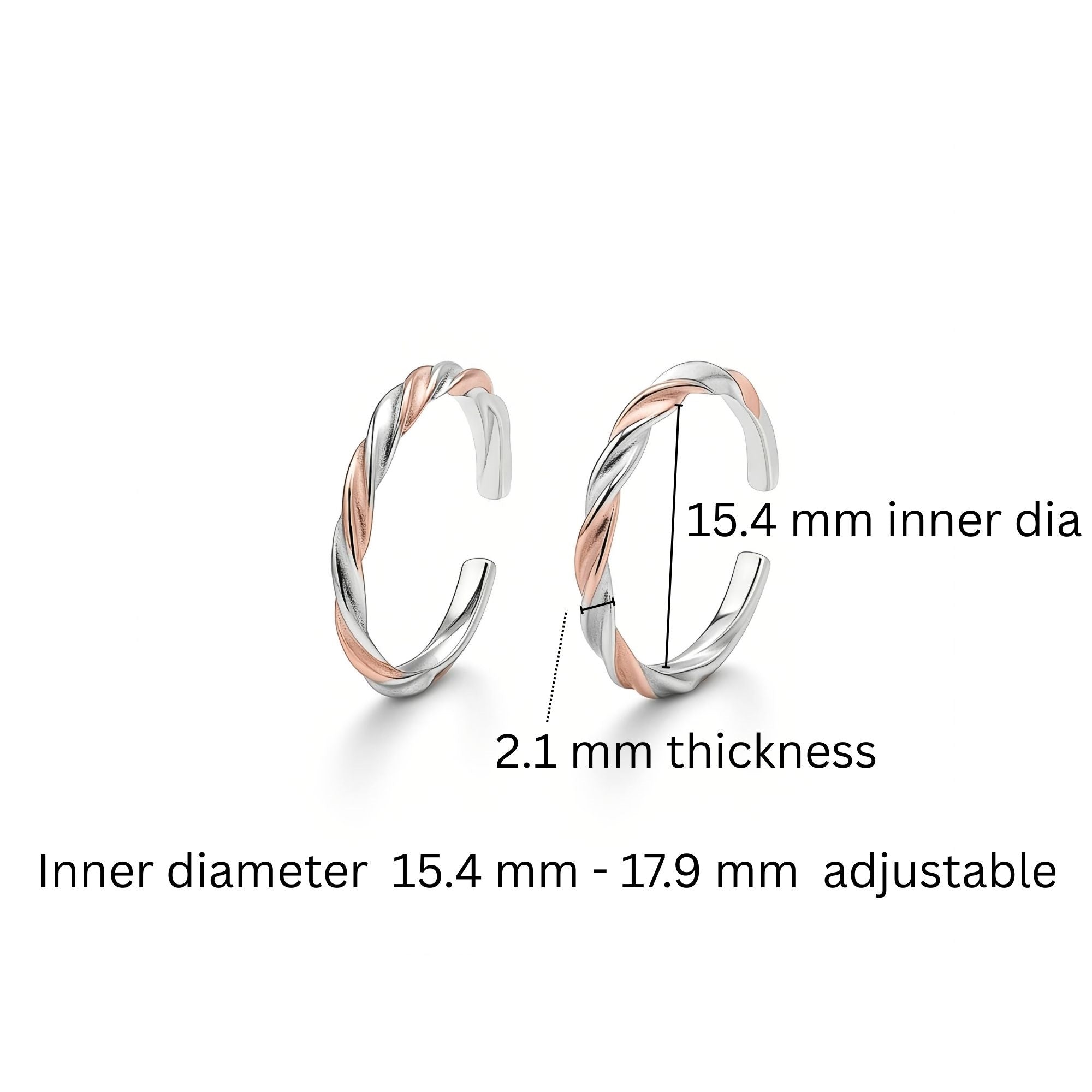 925 Sterling Silver Braided Toe Rings