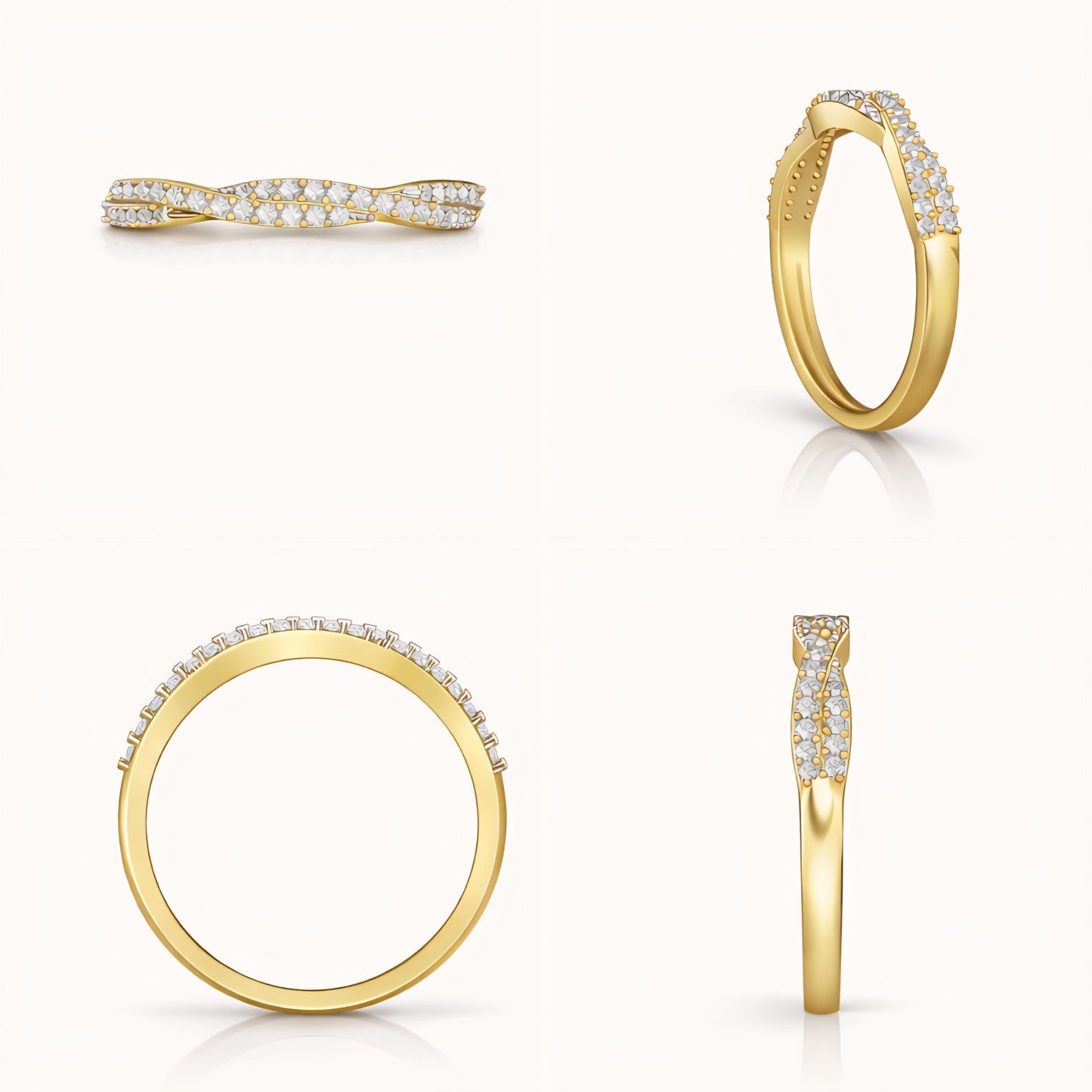 Elegant Twisted Pavé Lab-Grown Diamond Ring in 925 Sterling Silver