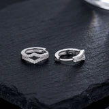 925 Sterling Silver V-Shaped Hoop Earrings With Cubic Zirconia