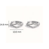 925 Sterling Silver V-Shaped Hoop Earrings With Cubic Zirconia