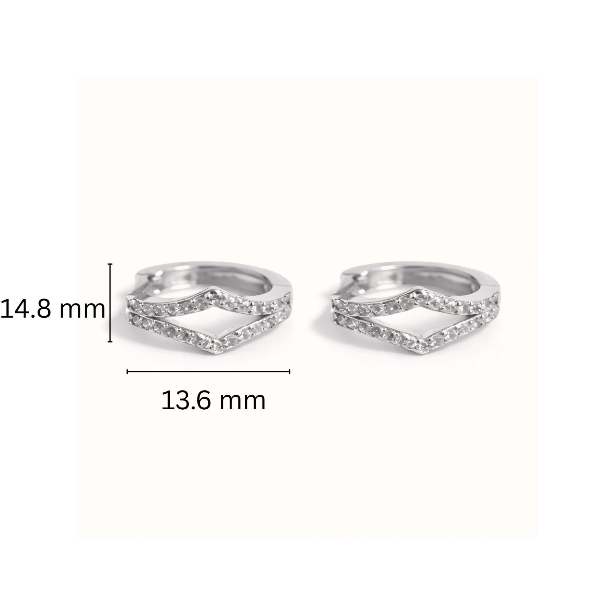 925 Sterling Silver V-Shaped Hoop Earrings With Cubic Zirconia