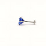 925 Sterling Silver Round Blue Stone Nose Pin