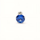925 Sterling Silver Round Blue Stone Nose Pin