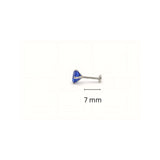 925 Sterling Silver Round Blue Stone Nose Pin