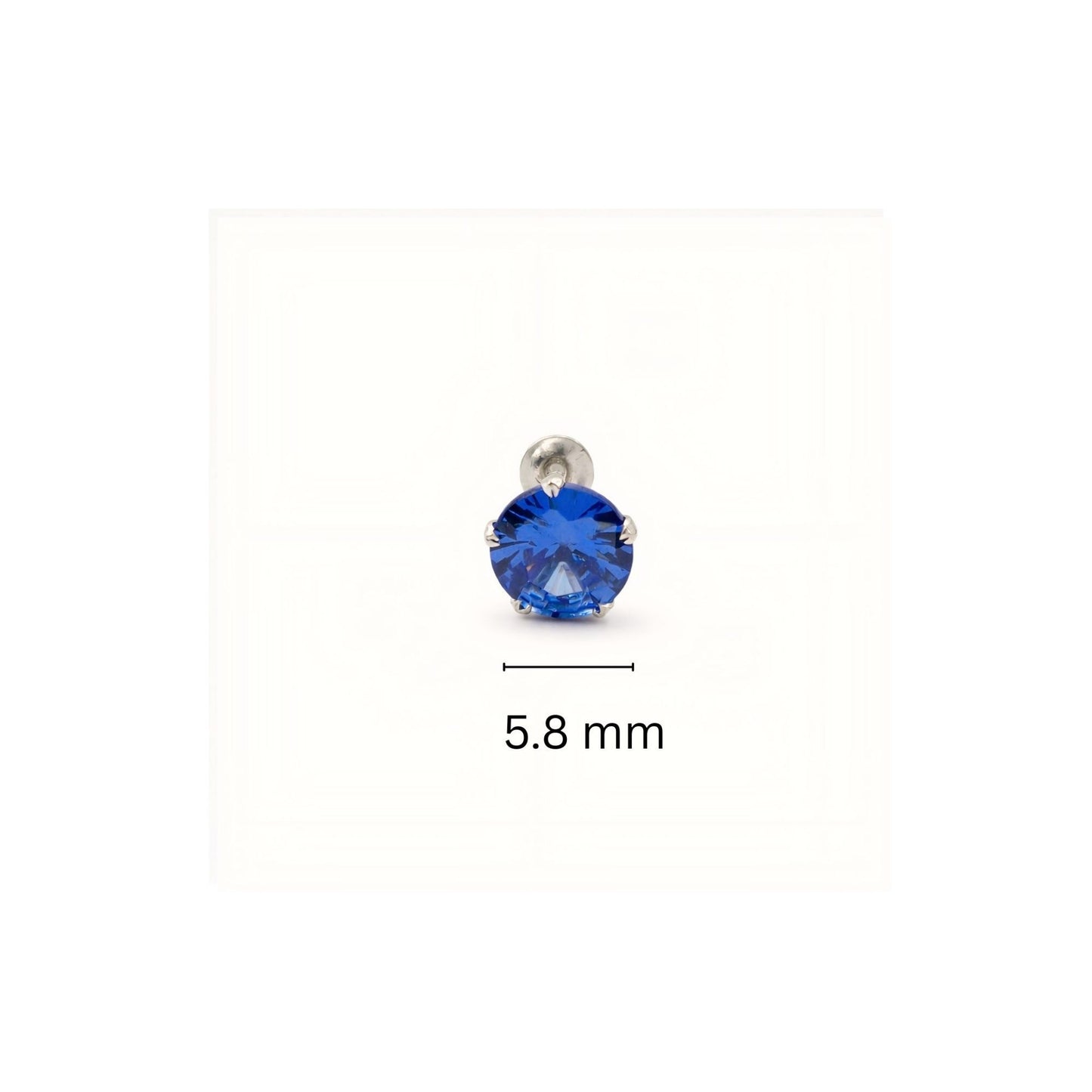 925 Sterling Silver Round Blue Stone Nose Pin