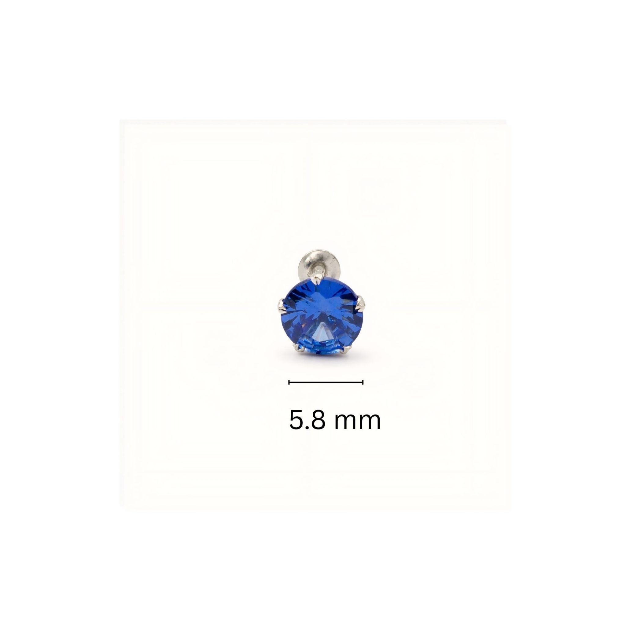 925 Sterling Silver Round Blue Stone Nose Pin