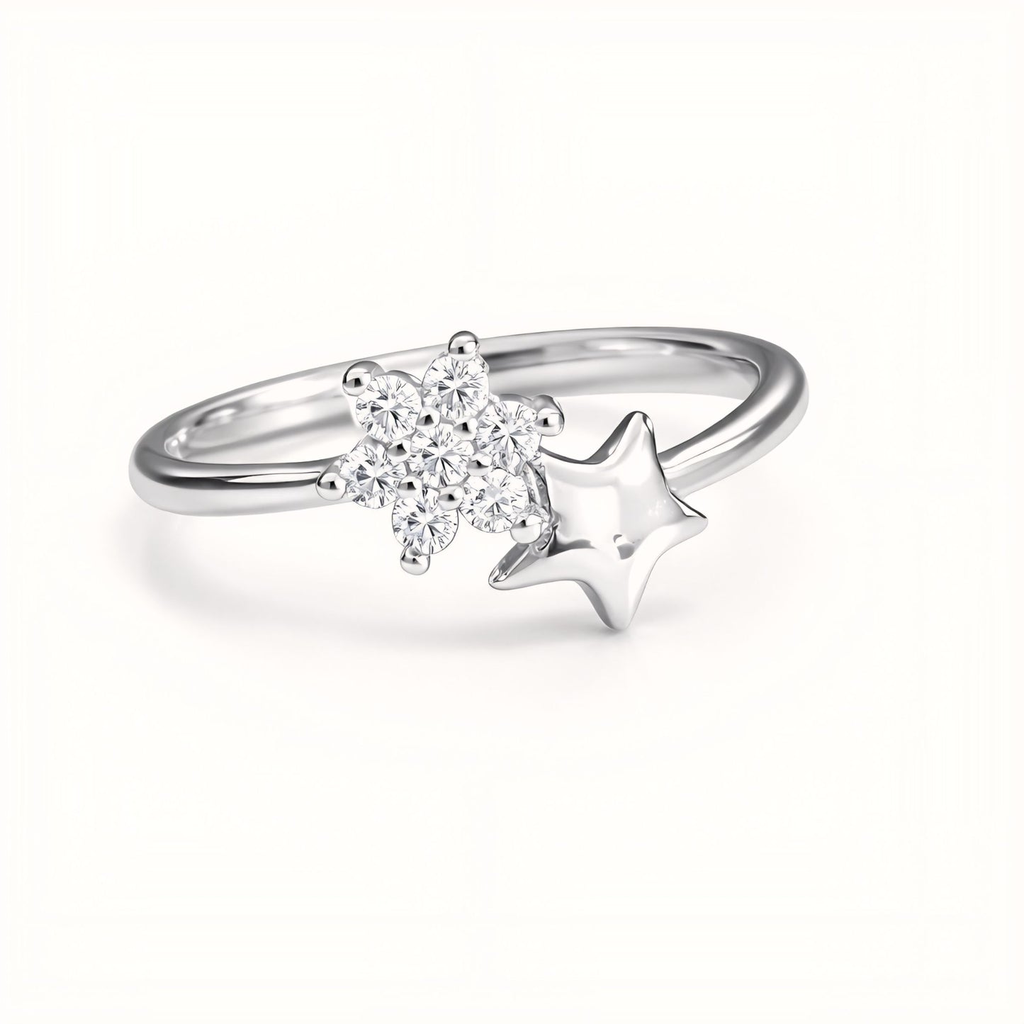 925 Sterling Silver Celestial Star Cluster Ring with Cubic Zirconia