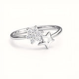 925 Sterling Silver Celestial Star Cluster Ring with Cubic Zirconia