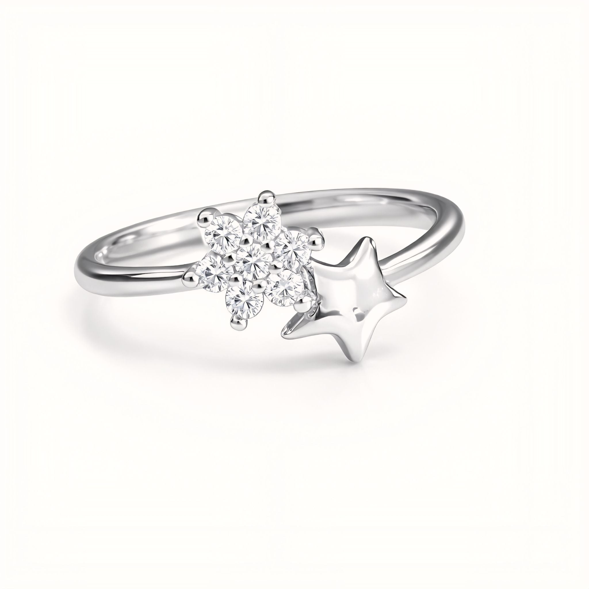 925 Sterling Silver Celestial Star Cluster Ring with Cubic Zirconia