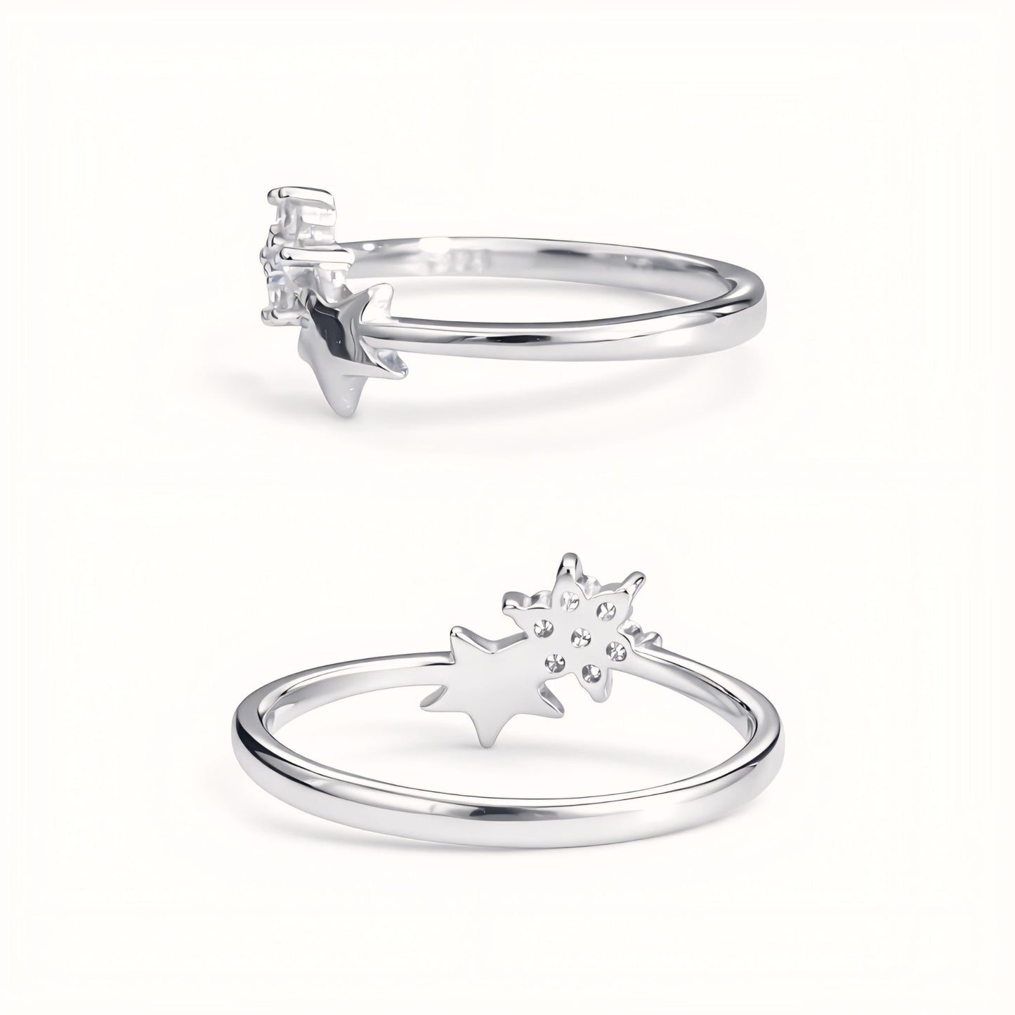 925 Sterling Silver Celestial Star Cluster Ring with Cubic Zirconia