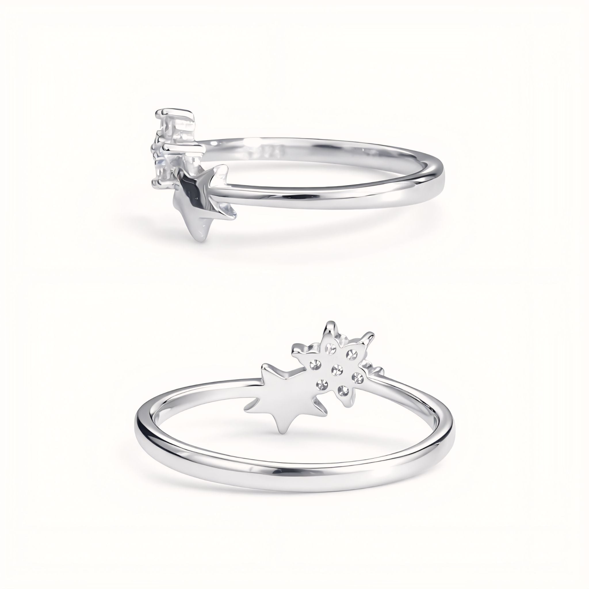 925 Sterling Silver Celestial Star Cluster Ring with Cubic Zirconia