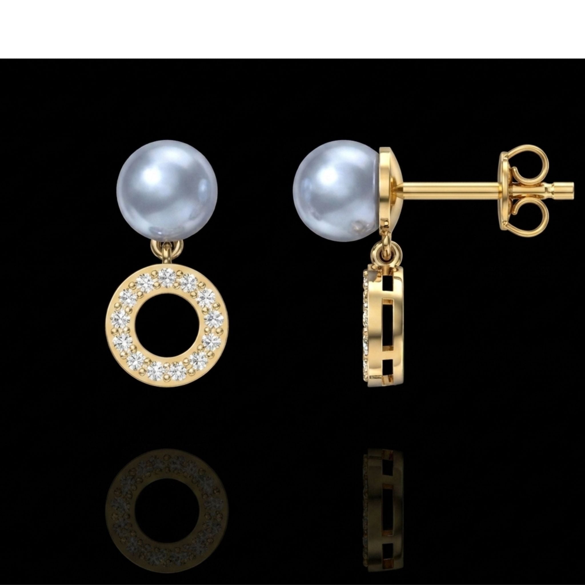 Elegant Lab Grown Diamond Pearl Earrings in 925 Sterling Silver