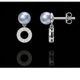 Elegant Lab Grown Diamond Pearl Earrings in 925 Sterling Silver